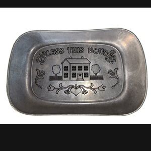BREAD TRAY. “BLESS THIS HOUSE”. Wilton Armetale. Good condition.